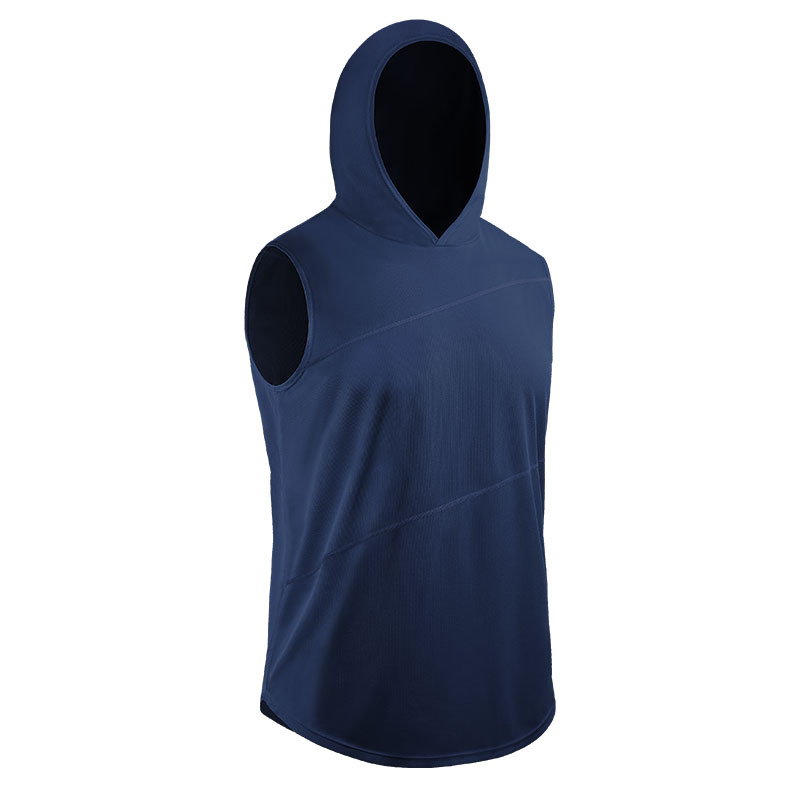 Sports Hooded Loose Workout Clothes Solid Color Sleeveless Vest Quick-drying Mesh Basketball Running Breathable Top