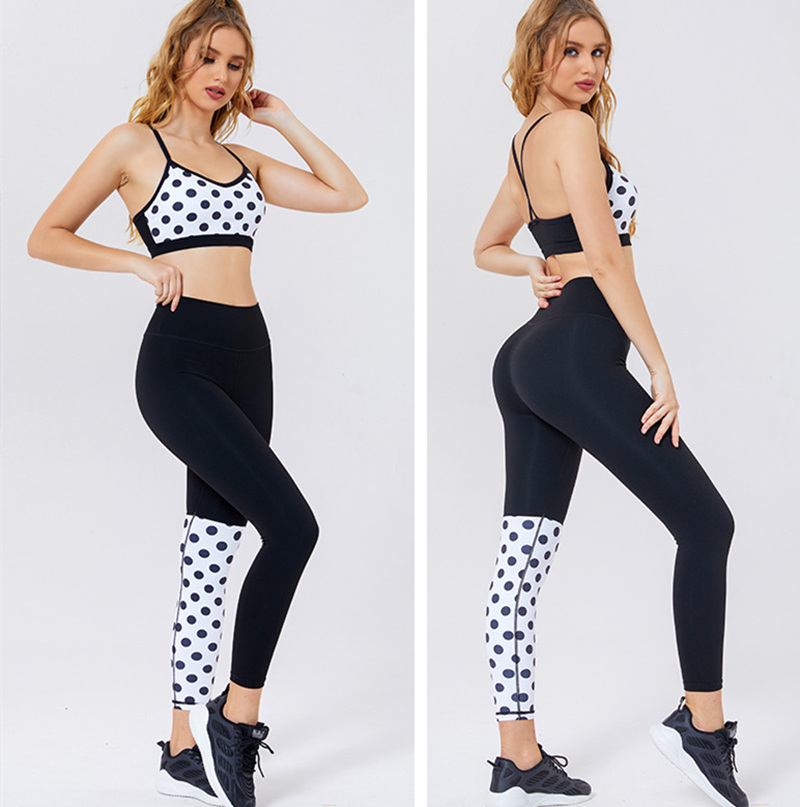 Women's Yoga Sets 2-piece Sport Bra for Workout Fitness Customize with Seamless Vintage Retro Polka High Waisted Leggings