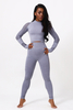 Women Seamless Yoga Sets 2-piece Custom Long Sleeve Tops Fitness Gym Sports Workout High Waist Tummy Control Leggings