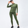 Women's Custom Sports Fitness Running Yoga Sets 2-piece Workout Long Sleeve Athletic Thumb Hole Crop Zip Up Tops with Pockets Tops
