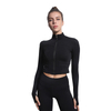 Women's Custom Sports Fitness Running Yoga Workout Long Sleeve Athletic Thumb Hole Crop Zip Up Tops 