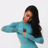 Women's Custom Sports Fitness Running Yoga Workout Long Sleeve Athletic Thumb Hole Zip Oversized Tops